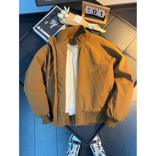 卡其色飞行夹克棉服男款冬季夹棉加厚棒球服cleanfit短款棉衣外套