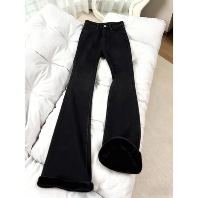 cleanfit黑色微喇牛仔裤男款