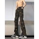 复古迷彩工装 高腰提档直筒微喇长裤 裤 高街痞帅vibe牛仔裤 男款 美式