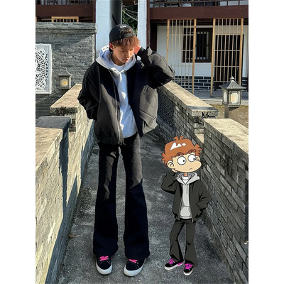 黑色微喇加绒牛仔裤男款秋冬