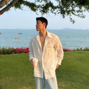 老钱风白色防晒亚麻衬衫男夏季冰丝海边度假长袖衬衣痞帅轻薄外套