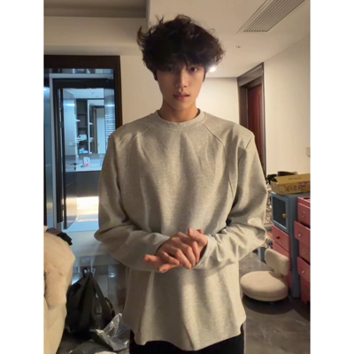 灰色垫肩卫衣男款秋冬boxy