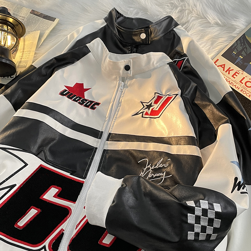 美式机车皮衣外套潮牌赛车服