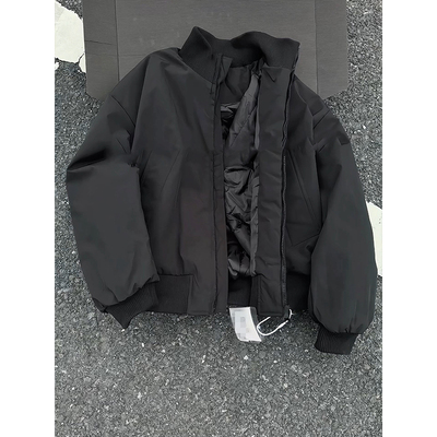 黑色短款廓形棉衣外套男款冬季