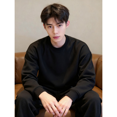 美式cleanfit加绒加厚男士卫衣