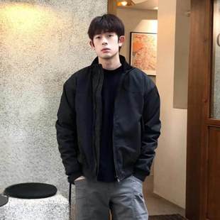 美式正肩教练夹克男冬季三防工装黑色cleanfit立领短款棉服外套潮