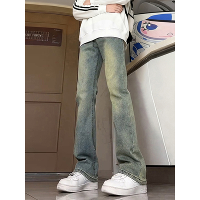 美式复古蓝加绒牛仔裤男款