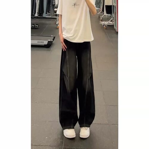 夏季美式复古男士宽松直筒牛仔裤