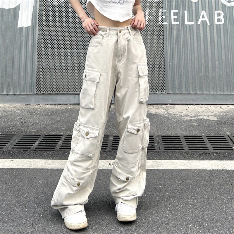 美式复古多口袋机能工装裤子男潮牌高街直筒宽松拖地阔腿休闲长裤,男装,休闲裤,淘宝优惠券,粉丝福利购,淘宝优惠卷