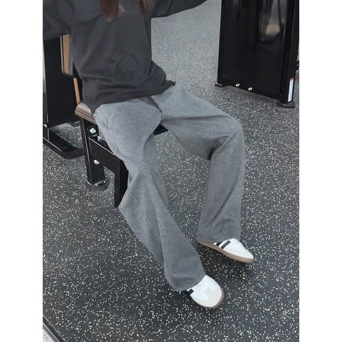 深灰秋冬重磅直筒弯刀卫裤男