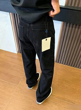 国潮美式黑色微喇牛仔裤男款