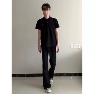cleanfit黑色冰丝微喇西裤男款夏季薄款显瘦直筒裤垂坠感弯刀裤子