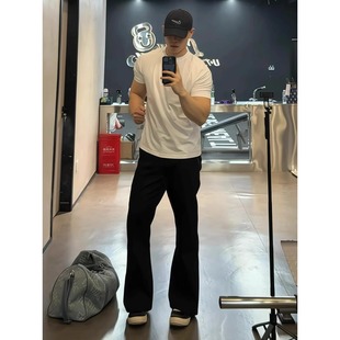 黑色柳叶弯刀冰丝西裤男夏季薄款垂感微喇裤子cleanfit直筒西装裤