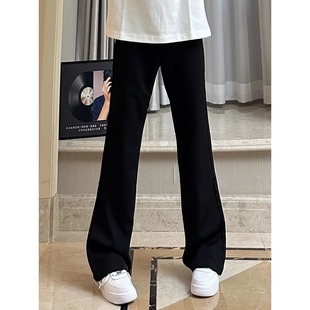 子宽松垂感微喇直筒裤 cleanfit黑色冰丝西裤 休闲弯刀裤 薄款 男夏季