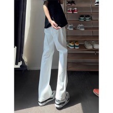 cleanfit白色牛仔裤男款夏季美式高街vibe裤子高腰显瘦直筒微喇裤
