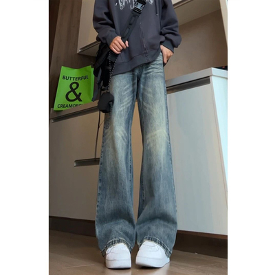 美式复古蓝弯刀牛仔裤男