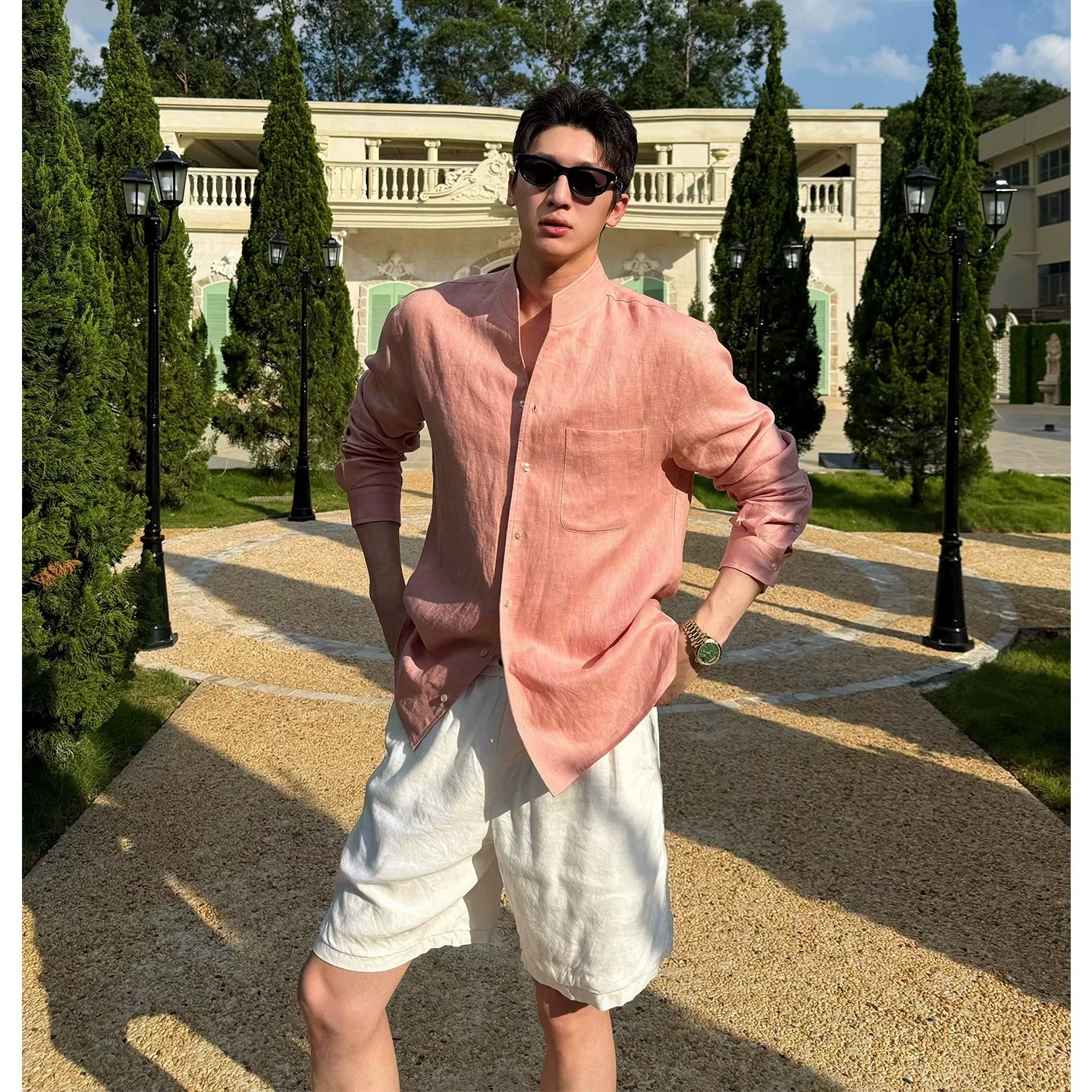 老钱风天丝亚麻短裤男款夏薄款宽松休闲棉麻裤子轻熟风西装五分裤