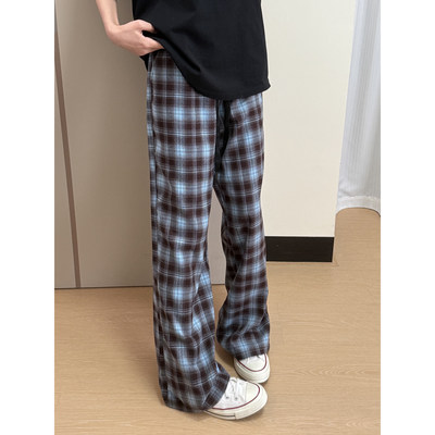 cleanfit咖啡格子男直筒休闲裤