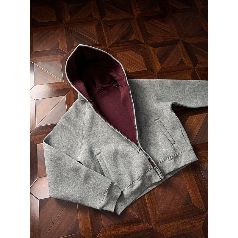 美式空气层短款连帽卫衣