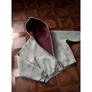 型帝王红内开衫 连帽卫衣男春秋750g重磅boxy版 外套 空气层短款 美式