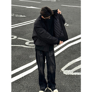 美式bomber飞行员夹克外套男款秋冬装加厚棉服廓形立领夹棉棒球服