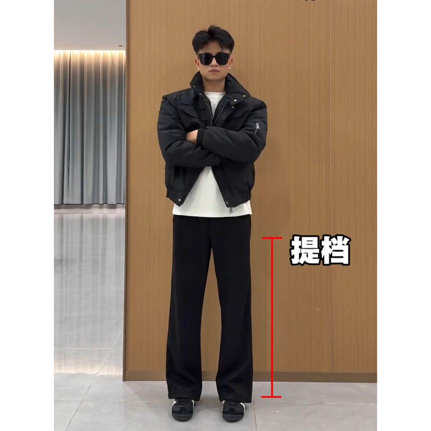 黑色高腰提档加绒牛仔裤男款冬季显瘦弯刀裤子cleanfit休闲微喇裤