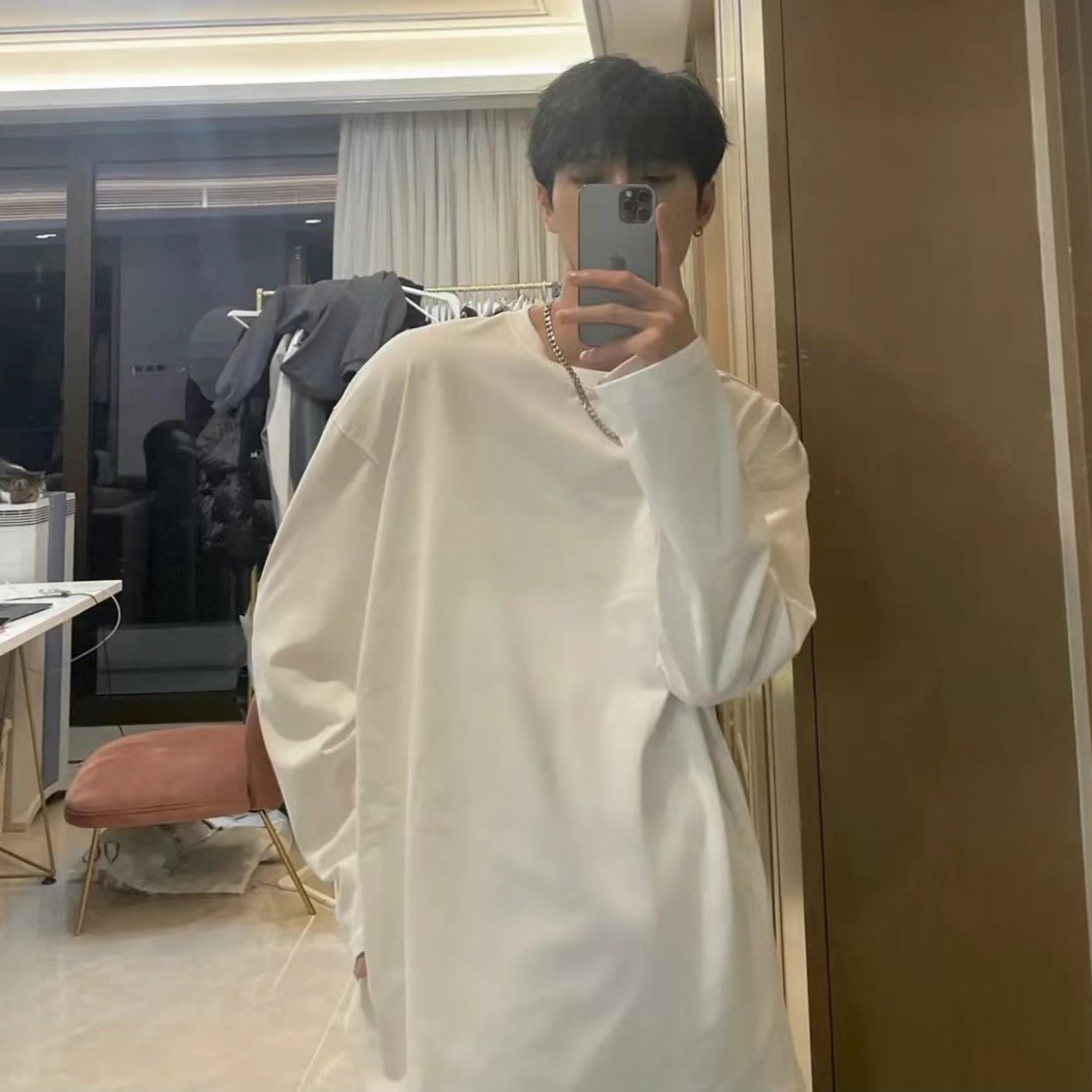 美式正肩300g重磅t恤长袖男生