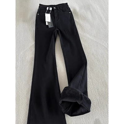 柳叶弯刀加绒牛仔裤男款春秋