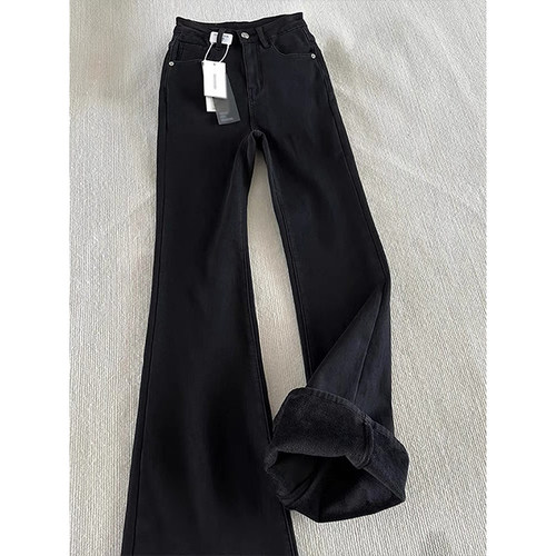 柳叶弯刀加绒牛仔裤男款春秋