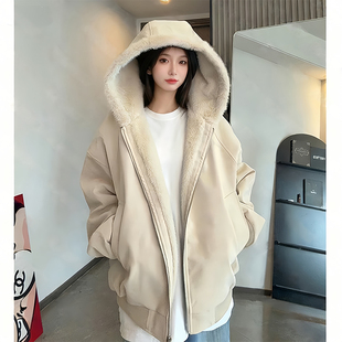 PU皮座山雕外套棉服男女款深秋初冬穿搭加绒加厚美式三防连帽棉衣