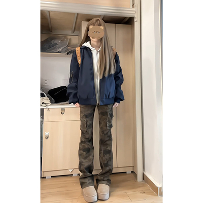 迷彩牛仔裤男女款夏季美式高街