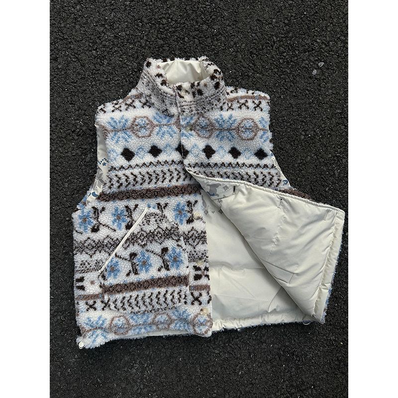 费尔岛羊羔绒马甲男女外穿冬高级感摇粒绒无袖坎肩双面穿提花棉服,男装,常规马甲,淘宝优惠券,粉丝福利购,淘宝优惠卷