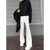 男款 秋季 高级感弯刀休闲裤 白色微喇直筒西裤 cleanfit显腿长阔腿裤