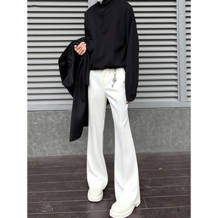 cleanfit显腿长阔腿裤 白色微喇直筒西裤 高级感弯刀休闲裤 秋季 男款