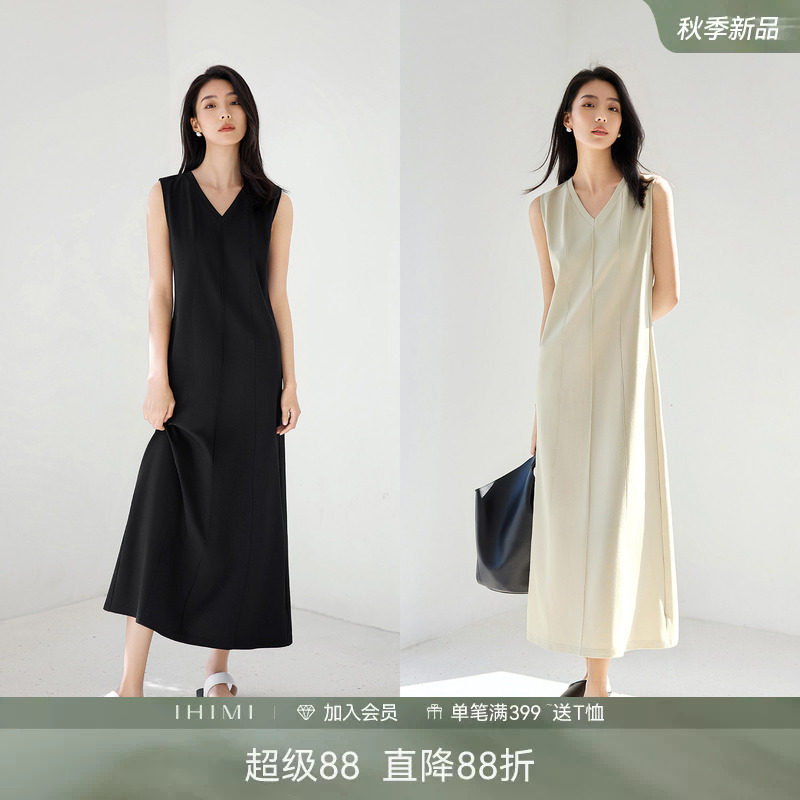 IHIMI海谧老钱风时髦无袖连衣裙图片