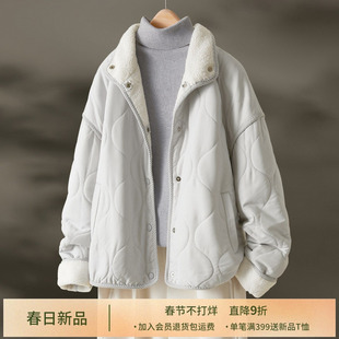 IHIMI海谧毛绒拼接保暖棉衣女冬季加厚灯芯绒撞色短款棉服外套