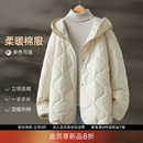 IHIMI海谧保暖菱格双防棉衣冬季 外套 女休闲绗缝连帽夹克棉服短款