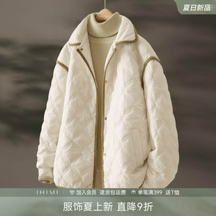 新款 轻薄棉服外套 翻领棉衣女士秋季 IHIMI海谧小香风今年流行爆款