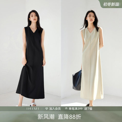 IHIMI海谧老钱风时髦无袖连衣裙