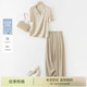 IHIMI海谧轻薄亚麻老钱风短袖 套 高级感裤 T恤裤 子两件套女2025夏季