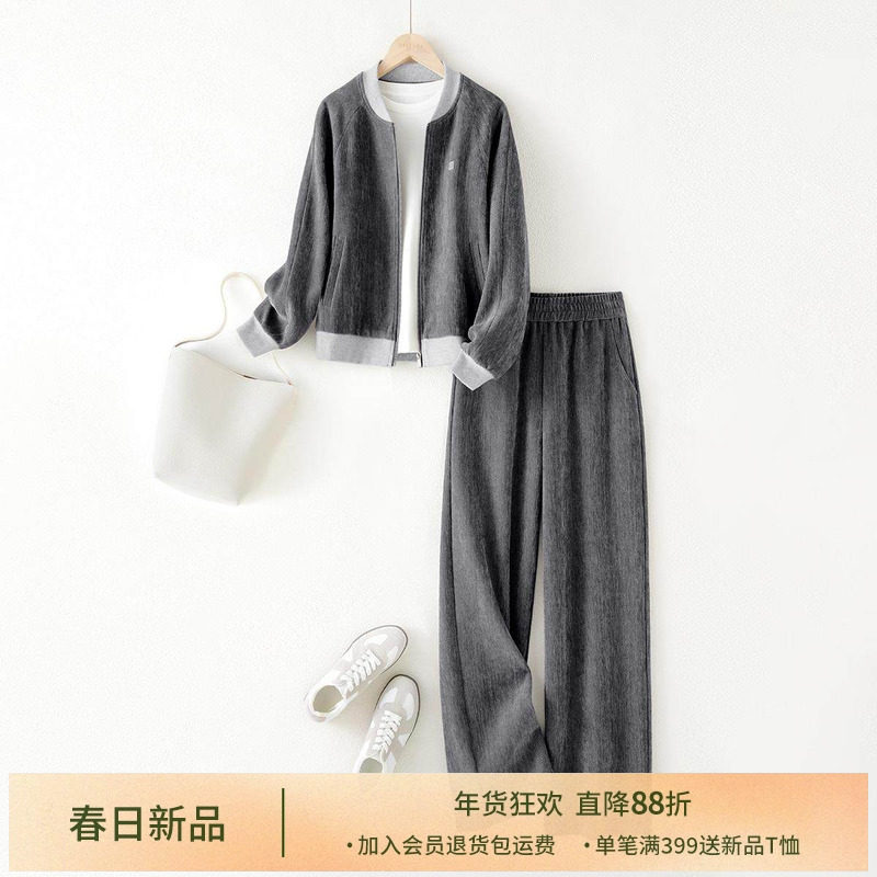 IHIMI海谧英伦风时尚棒球服裤子两件套女2025秋季运动短外套裤套,女装/女士精品,休闲运动套装,淘宝优惠券,粉丝福利购,淘宝优惠卷