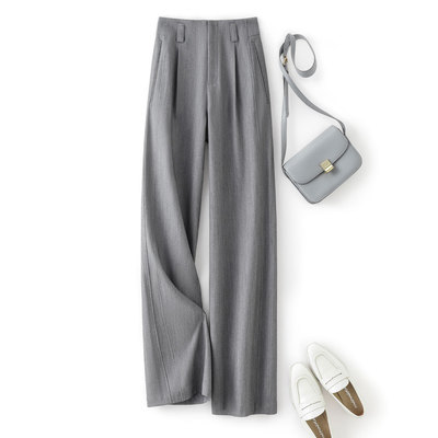 IHIMI海谧通勤高腰直筒西装裤