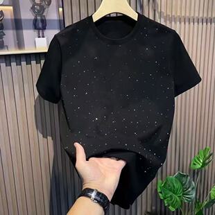 潮牌满天星小众半袖 美式 上衣 夏季 2026款 复古黑色纯棉短袖 T恤男士