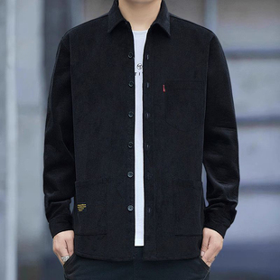 春秋薄款 简约百搭帅气男装 休闲灯芯绒衬衫 翻领开衫 男长袖 2025新款