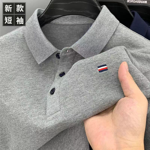 夏季保罗polo衫男短袖翻领t恤宽松商务纯棉上衣服带领半袖打底衫