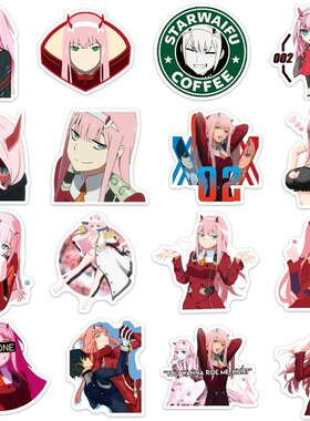 100张装 FranXX ins 涂鸦贴画防水可移拉杆箱笔记本汽车装饰贴纸