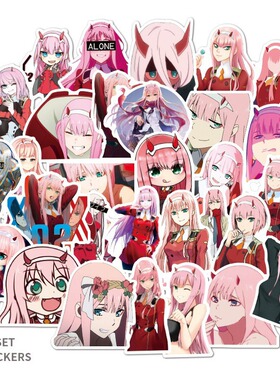50张不重复FranXX ins动漫贴纸防水可移拉杆箱笔记本汽车装饰贴纸
