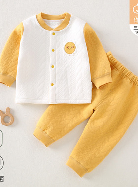 婴儿三层保暖分体套装秋冬新款加厚纯棉内衣秋衣秋裤新生儿两件套