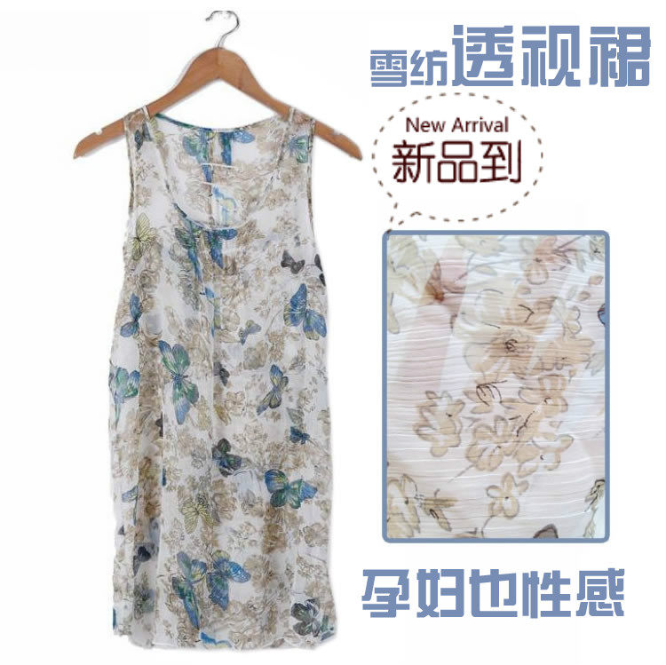 孕妇也性感 45g超薄透视衫 夏季孕妇装雪纺孕妇裙 连衣裙 背心裙