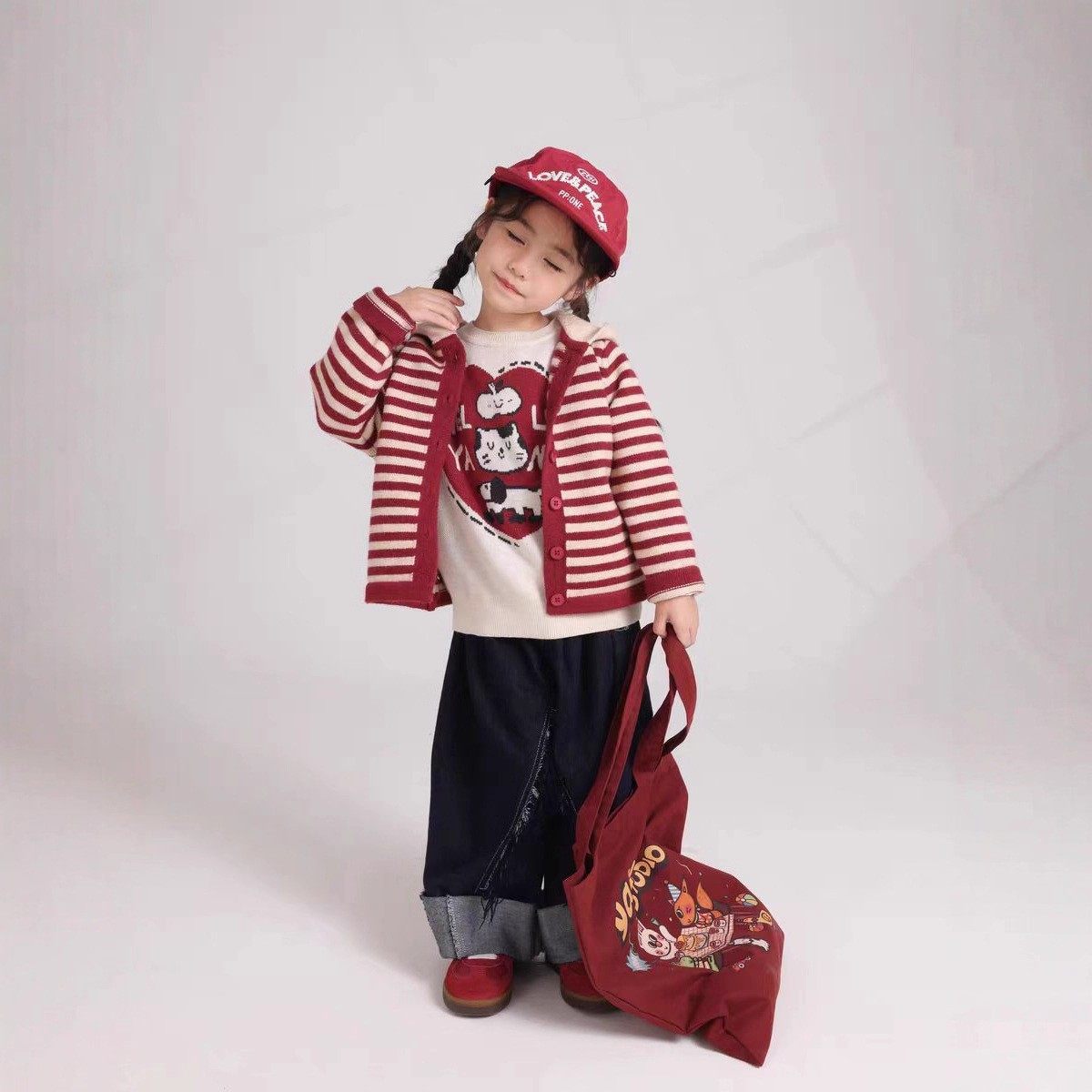 2026韩版春秋新款女童修身直筒翻边潮流时髦儿童牛仔裤,童装/婴儿装/亲子装,裤子,淘宝优惠券,粉丝福利购,淘宝优惠卷